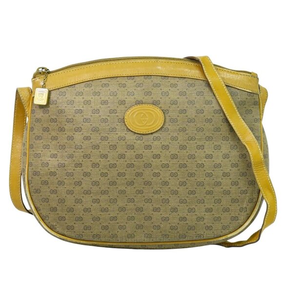 GUCCI Micro GG Canvas Shoulder Crossbody Bag Brown Gold - Picture 1 of 10